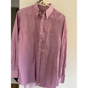 PINK London Men's Shirt 15 1/2 34 Striped Button Down Collar Career Casual NWOT